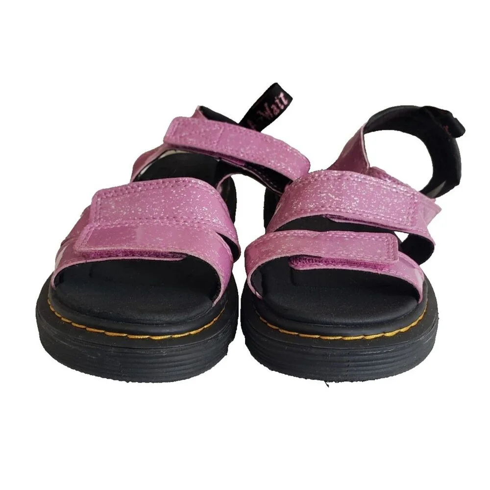 Doc Dr. Martens Klaire J Strappy Sandals Girl's Size 5 Glittery Pink Purple